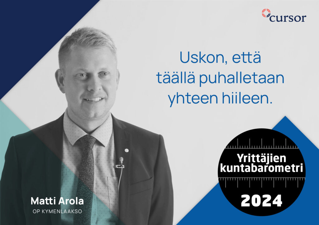 Op Kymenlaakson Matti Arola ja teksti "Uskon, että täällä puhalletaan yhteen hiileen".